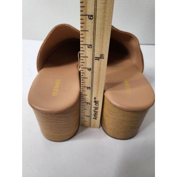 Old Navy Faux Leather Classic Clog Platform Mule Brown Comfort Size 8 Slip on - Picture 4 of 11